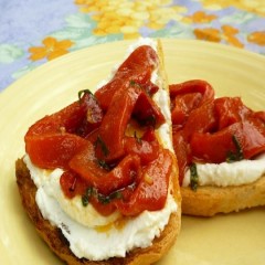 White Bean Paste Toasts with Roasted Red Peppers